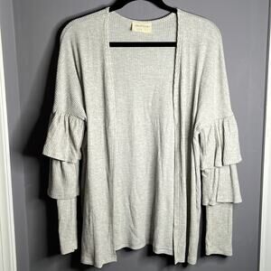 Vestique Gray Ribbed Open Cardigan Size Small